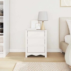 vidaXL Κομοδίνο με συρτάρι Λευκό 45 x 35 x 56 εκ. Μασίφ ξύλο πεύκου