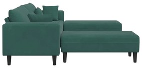 vidaXL Βελούδινος καναπές 3 pcs Σκούρο Πράσινο 208 εκ. Βελούδο
