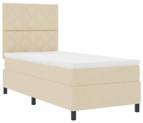 vidaXL Κρεβάτι με ελατήρια με στρώμα Κρεμ 90 x 200 cm ύφασμα