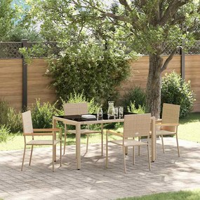 vidaXL Σέτ φαγητού για κήπο 5 pcs Μπεζ συνθετικό ρατάν