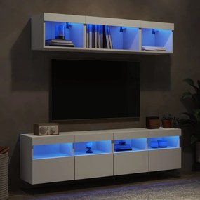 vidaXL Έπιπλα Τοίχου Τηλεόρασης 5 τεμ LED Λευκά από Επεξεργασμένο Ξύλο