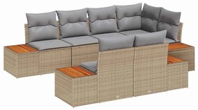 vidaXL Σετ Καναπέ Κήπου 7 pcs Μπέζ και Ανοιχτό Γκρι Πολυρατάν