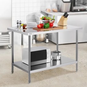 VEVOR Stainless Steel Work Prep Table Commercial Worktable Food Prep 30x48x34in