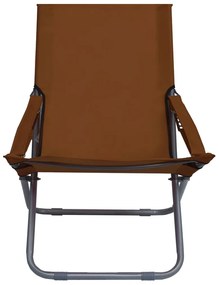 vidaXL Καρέκλες Παραλίας Πτυσσόμενες 2 τεμ. Καφέ Υφασμάτινες