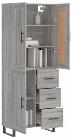 vidaXL Ντουλάπι Γκρι Sonoma 69,5 x 34 x 180 εκ. Επεξεργασμένο Ξύλο
