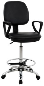 Office chair  with footstool-raised black 56,5x60x(114-136)  cm.