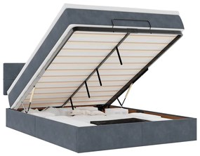 vidaXL Οθωμανικό κρεβάτι με στρώμα & LEDs Σκούρο γκρι 140x200cm Velvet