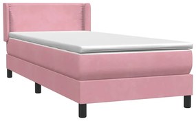 vidaXL Κρεβάτι Boxspring με Στρώμα Ροζ 90x220 εκ. Βελούδινο