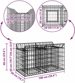 vidaXL Ανασηκωμένο κρεβάτι gabion Ασημί