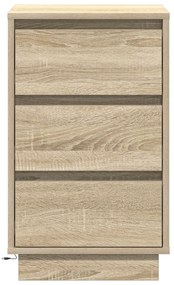 vidaXL Κομοδίνο με LED Καρυδιά Σονόμα 39x34,5x65 εκ. Επεξεργασμένο Ξύλο