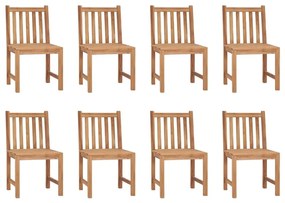 Καρέκλες Κήπου 8 Τεμαχίων από Μασίφ Ξύλο Teak με Μαξιλάρια - Γκρι