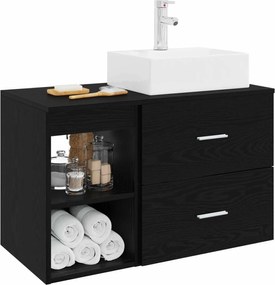vidaXL Σετ Επίπλων Μπάνιου 2 pcs Μαύρη Δρυς Επεξεργασμένο Ξύλο