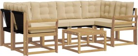 vidaXL Σειρά Καναπέ Εξωτερικού με μαξιλάρι 7 pcs Λευκό και Μπεζ