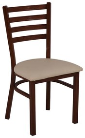 NATURALE STEEL Καρέκλα Τραπεζαρίας, Μέταλλο Βαφή Καρυδί, PU Μπεζ  43x46x85cm [-Καρυδί/Μπεζ-] [-Μέταλλο/PVC - PU-] Ε5163,1