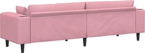 vidaXL Καναπές Ροζ 250 x 77 x 76 εκ. Βελούδο