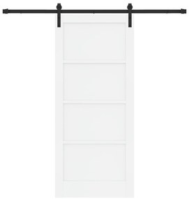 vidaXL Συρόμενη Πόρτα με Σετ Υλικών Λευκή 86x198.5 εκ. Στερεό Ξύλο Πεύκου