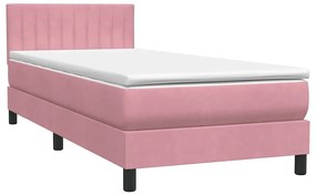 Κρεβάτι Boxspring με Στρώμα Ροζ 80x220 εκ. Βελούδινο - Ροζ