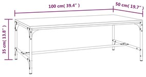 Τραπεζάκι Σαλονιού Καπνιστή Δρυς 100x50x35 εκ. Επεξεργ. Ξύλο - Καφέ