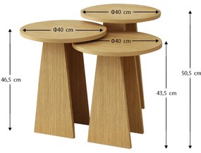 Τραπεζάκια βοηθητικά σετ 3 τμχ Como Megapap χρώμα oak - GP022-0096,2