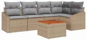 vidaXL Σετ Καναπέ Κήπου 6 pcs Beige, ανοιχτό γκρι