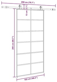 Συρόμενη πόρτα με σετ υλικού Μαύρο 102x205 cm ESG Γυαλί - Μαύρο