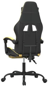 vidaXL Καρέκλα Gaming Μασάζ Υποπόδιο Μαύρο/Χρυσό από Συνθετικό Δέρμα