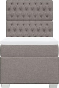 vidaXL Κρεβάτι Boxspring με Στρώμα Taupe 90x200 εκ. Υφασμάτινο