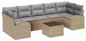 vidaXL Σετ Καναπέ Κήπου 8 pcs Μπεζ 55 x 55 x 37 εκ συνθετικό ρατάν