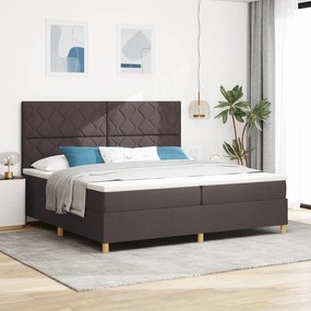 vidaXL Κρεβάτι τύπου Box Spring με Στρώμα & LED Σκούρο Καφέ 200x200 cm Ύφασμα