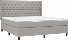 vidaXL Κρεβάτι Boxspring με Στρώμα &amp; LED Αν.Γκρι 160x200εκ. Υφασμάτινο