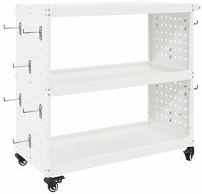 vidaXL Καρότσι εργαλείων με ράφι Λευκό 75 x 35 x 73 εκ. Κρύα χάλυβας