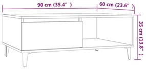 Τραπεζάκι Σαλονιού Γκρι Σκυρ. 90x60x35 εκ. Επεξεργασμένο Ξύλο - Γκρι