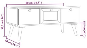 Τραπεζάκι Σαλονιού με Συρτάρια 80x40x35,5 εκ. από Επεξεργ. Ξύλο - Μαύρο