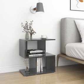 vidaXL Κομοδίνο Γυαλιστερό Γκρι 50 x 30 x 51,5 εκ. από Μοριοσανίδα
