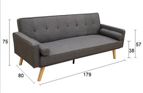 RONY GREY ΥΦΑΣΜΑ ΚΑΝΑΠΕΣ-ΚΡΕΒΑΤΙ 179X80εκ. ΚΑΝΑΠΕΣ 179Χ80Χ75εκ.- ΚΡΕΒΑΤΙ 161Χ94Χ38εκ.