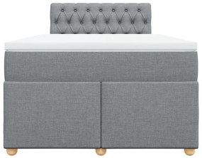 Κρεβάτι Boxspring με Στρώμα Ανοιχτό Γκρι 120x190 εκ. Υφασμάτινο - Γκρι