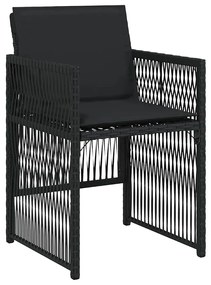 vidaXL Set κήπου 5 τεμαχίων  με μαύρα μαξιλάρια και πολυρατάν.