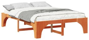 vidaXL Κρεβάτι δαπέδου Καφέ 160 x 200 cm Μασίφ ξύλο πεύκου
