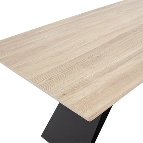 Τραπέζι Sabrina pakoworld sintered stone sonoma-μαύρο 180x90x75εκ - Μέταλλο - 029-000143