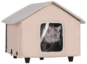VEVOR Elevated Heated Cat House Kitty Shelter with Heated Pad Brown Middle
