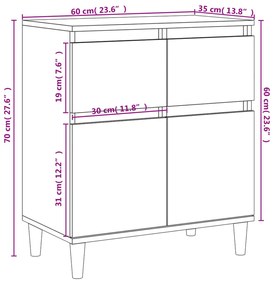 Ντουλάπι Γκρι Sonoma 60x35x70 εκ. από Επεξεργασμένο Ξύλο - Γκρι