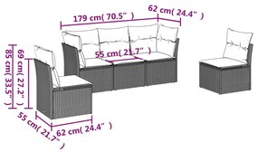 vidaXL Σετ Καναπέ Κήπου 5 τεμ. Μπεζ Συνθετικό Ρατάν με Μαξιλάρια