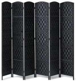 VEVOR 6 Panel Room Divider Hand-Woven Folding Privacy Screen with Hinges Black