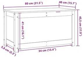 Κουτί Αποθήκευσης Μαύρο 80x40x45,5 εκ από Μασίφ Ξύλο Πεύκου - Μαύρο