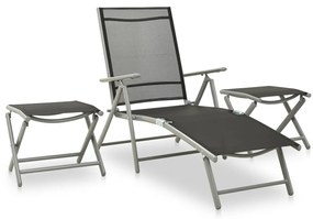 vidaXL Σαλόνι Κήπου Σετ 9 Τεμαχίων Μαύρο / Ασημί