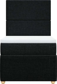 vidaXL Κρεβάτι Boxspring με Στρώμα Μαύρο 90x200 εκ. Υφασμάτινο