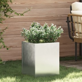 vidaXL Γλάστρα Κήπου Ασημί 50 x 32 x 40 εκ Γαλβανισμένος χάλυβας