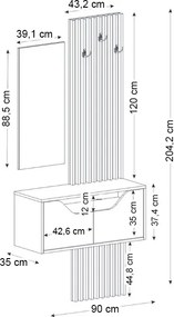 Έπιπλο εισόδου Naro Megapap χρώμα ανθρακί - sepet oak 90x35x204,2εκ.