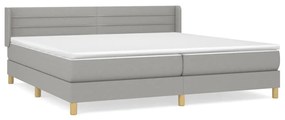 vidaXL Κρεβάτι Boxspring με Στρώμα Ανοιχτό Γκρι 200x200 εκ. Υφασμάτινο