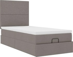 vidaXL Οθωμανικό κρεβάτι με στρώμα Taupe 90x200cm ύφασμα